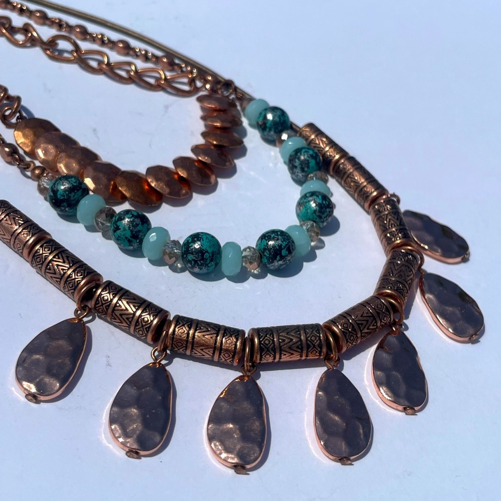 7 necklaces in 1! Copper and turquoise with options!